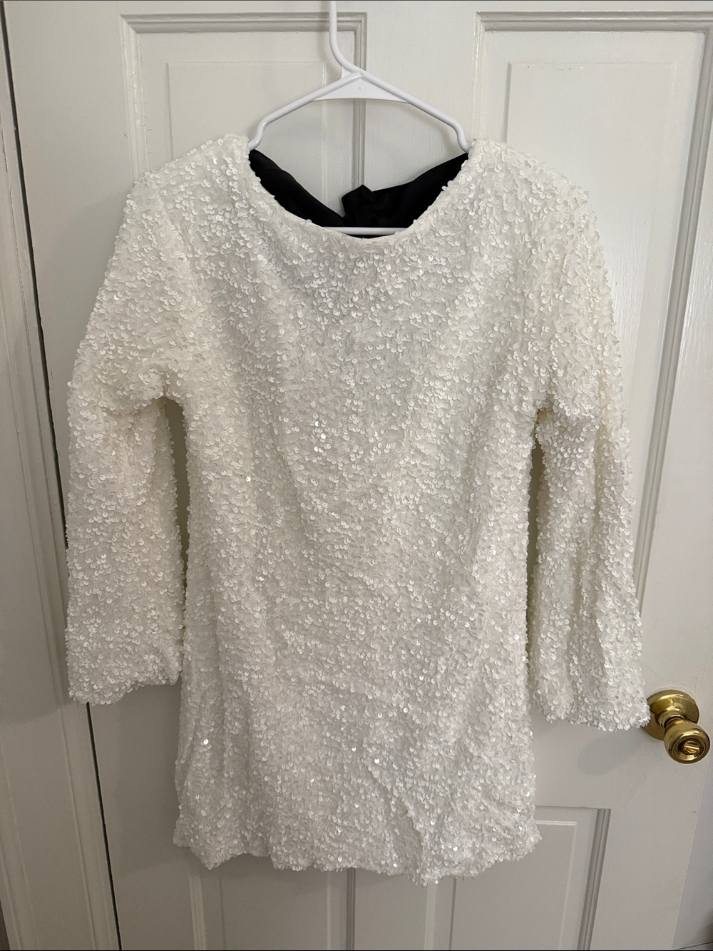 ASOS White Long Sleeve Sequin Mini Dress
